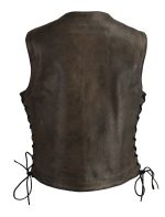 M Boss Motorcycle Apparel BOS24500 Women’s Distressed Brown Leather 6 Pocket Motorcycle Biker Rider Vest - Image 7