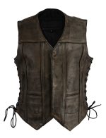 M Boss Motorcycle Apparel BOS24500 Women’s Distressed Brown Leather 6 Pocket Motorcycle Biker Rider Vest