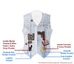 M Boss Motorcycle Apparel BOS24500 Women’s Distressed Brown Leather 6 Pocket Motorcycle Biker Rider Vest - Image 3