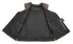 M Boss Motorcycle Apparel BOS24501 Women’s Black and Beige Leather Plain Side Motorcycle Biker Rider Vest - Image 5