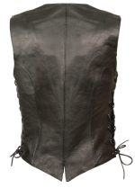 M Boss Motorcycle Apparel BOS24502 Women’s Classic Black Leather Snap Front Motorcycle Vest with Side Laces - Image 4