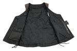 M Boss Motorcycle Apparel BOS24503 Ladies Black and Beige Leather Side Lace Zipper Front Vest - Image 4