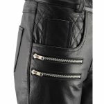 M Boss Motorcycle Apparel BOS26500 Women’s ‘Vixen’ Black Leather Motorcycle Pants with Quilted Belt Detailing - Image 3