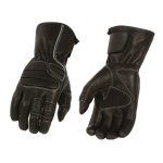 M Boss Motorcycle Apparel BOS37500 Men’s Black Thermal Lined Padded Back Gauntlet Gloves with Reflective Piping