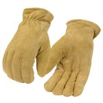 M-Boss Motorcycle Apparel BOS37552 Men’s Sand Color Thermal Lined Gloves Made of USA Deer Suede