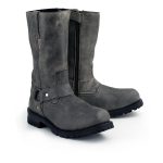 M-Boss Apparel BOS49001 Men’s Classic 12-inch Distress Grey Harness Leather Motorcycle Boots - Image 2