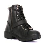 Hot Leathers BTL1004 Ladies 6-inch Black Lace-Up Leather Boots with Buckle Strap - Image 4