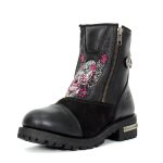 Hot Leathers BTL1009 Ladies Black Double Zip Sugar Skull Cap Toe Leather Boot - Image 5