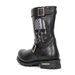 Hot Leathers BTM1018 Men’s Black Tall Harness Flag Skull Boot with Round Toe - Image 8