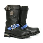 Hot Leathers BTM1019 Men’s Black Tall Round Toe Harness Boots with Flag Strap