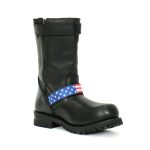 Hot Leathers BTM1019 Men’s Black Tall Round Toe Harness Boots with Flag Strap - Image 4