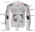 Milwaukee Leather LKM17011 Men’s 3 Skull Head Premium Black Leather Motorcycle Jacket with CE Armor - Image 2