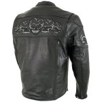 Milwaukee Leather LKM17011 Men’s 3 Skull Head Premium Black Leather Motorcycle Jacket with CE Armor - Image 6
