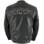 Milwaukee Leather LKM17011 Men’s 3 Skull Head Premium Black Leather Motorcycle Jacket with CE Armor - Image 5