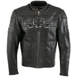 Milwaukee Leather LKM17011 Men’s 3 Skull Head Premium Black Leather Motorcycle Jacket with CE Armor - Image 8