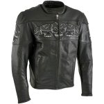 Milwaukee Leather LKM17011 Men’s 3 Skull Head Premium Black Leather Motorcycle Jacket with CE Armor