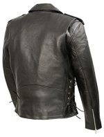 Men’s Premium Buffalo Leather Motorcycle Jacket with and Adjustable Side Laces BZ1511 - Image 2