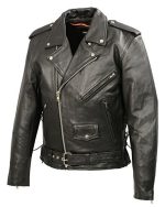 Men’s Premium Buffalo Leather Motorcycle Jacket with and Adjustable Side Laces BZ1511 - Image 4