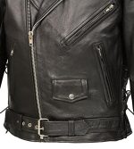 Men’s Premium Buffalo Leather Motorcycle Jacket with and Adjustable Side Laces BZ1511 - Image 7