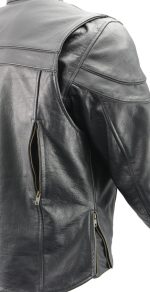 Men’s Premium Buffalo Black Leather Motorcycle Jacket with CE Armor Protection BZ1512 - Image 7