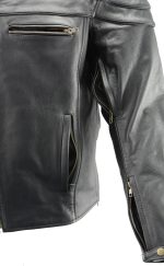 Men’s Premium Buffalo Black Leather Motorcycle Jacket with CE Armor Protection BZ1512 - Image 8