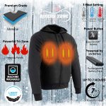 The Bikers Zone BZ2813 Men’s Black Ultimate Heated Hoodie with 12V Battery (Included) - Image 2