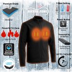 The Bikers Zone BZ2862 Men’s Heated Black Soft-Shell Jacket with 12V Battery - Image 2