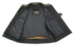 Men’s SOA Black Premium Buffalo Leather Club Style Motorcycle Rider Vest with Patch Access BZ6010 - Image 4
