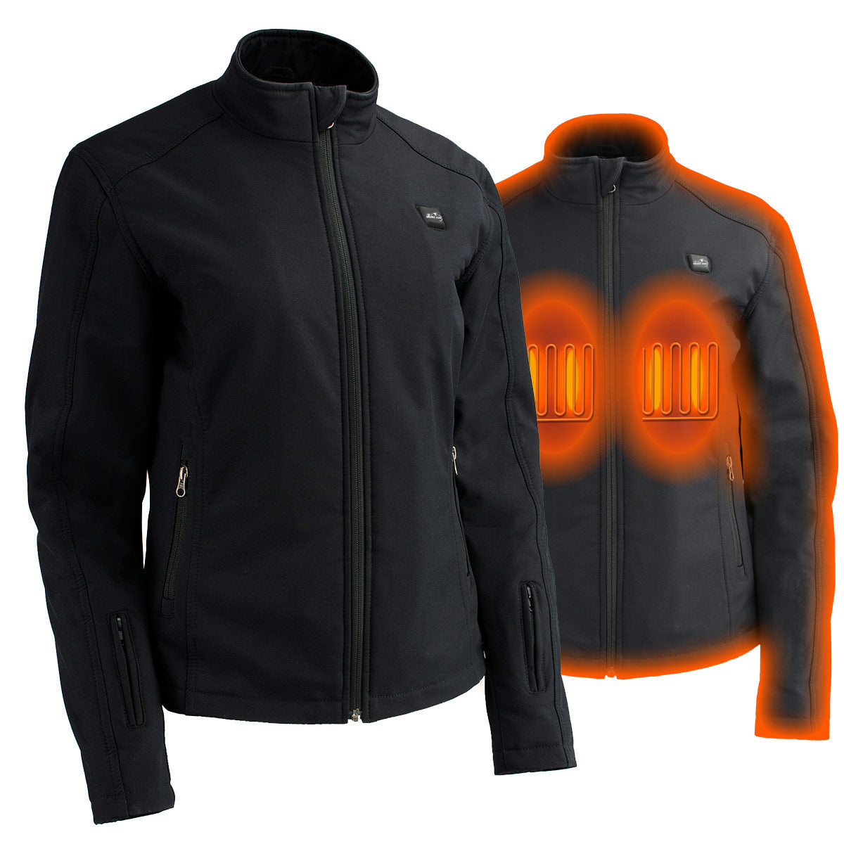 The Bikers Zone BZL1860 Women’s Premium Black Heated Soft Shell Heated Jacket with 12V Battery