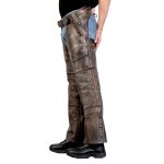 Hot Leathers CHM1008 Unisex Distressed Brown Premium Motorcycle Leather Chaps - Image 2
