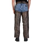 Hot Leathers CHM1008 Unisex Distressed Brown Premium Motorcycle Leather Chaps - Image 4
