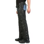 Hot Leathers CHM1009 Men’s Black Leather 2 Pocket Mesh Lined Motorcycle Rider Chaps - Image 2