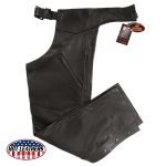 Hot Leathers CHM5001 USA Made Men’s Classic Black Premium Leather Motorcycle Chaps - Image 2