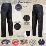 Hot Leathers CHM5001 USA Made Men’s ‘Cloak’ Classic Black Premium Leather Motorcycle Chaps - Image 4