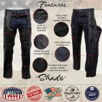 Hot Leathers CHM5001 USA Made Men’s ‘Cloak’ Classic Black Premium Leather Motorcycle Chaps - Image 2