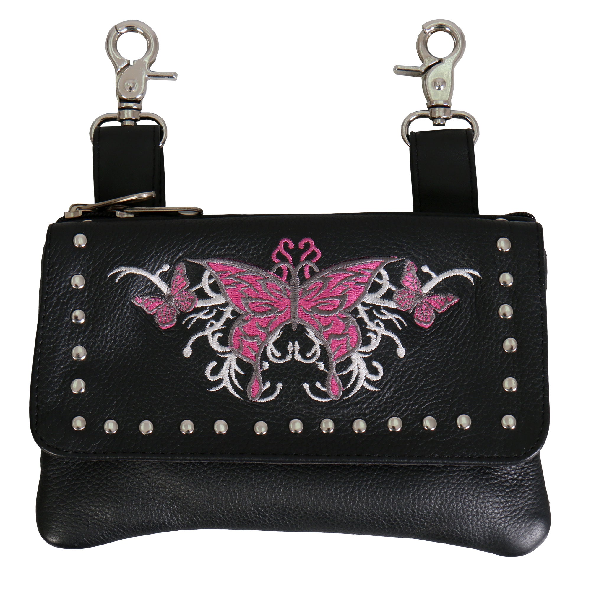 Hot Leathers CPE2007 Clip Pouch Pink Butterfly-8″X5″X1″
