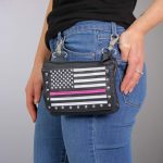 Hot Leathers CPE2102 Embroidered Clip Pouch Purse with Pink Line American Flag - Image 3