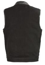 Club Vest CV3003LT Men’s Black Motorcycle Denim Vest with Concealed Snaps and Hidden Zipper - Image 2