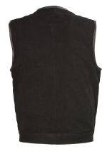 Club Vest CV3004LT Men’s Black Collarless Denim Vest with Concealed Snaps and Hidden Zipper - Image 2