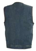 Club Vest CV3004LT Men’s Blue Collarless Denim Vest with Concealed Snaps and Hidden Zipper - Image 2