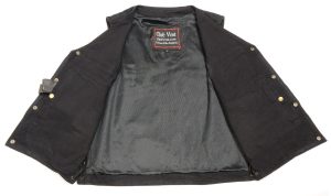 Club Vest CVM1360 Men’s Classic Side Lace Blue Denim Vest with Snap Buttons - Image 6