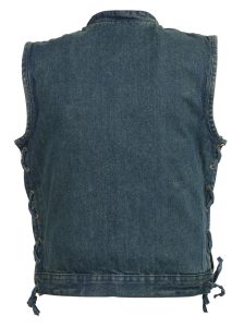 Club Vest CVM3002 Men’s Classic Blue Side Lace Denim Vest with Dual Front Closure - Image 2