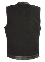 Club Vest CVM3010 Men’s Black Denim Vest with Leather Trim Accents - Image 2