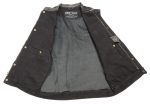 Club Vest CVM3011 Men’s Side Lace Black Denim Vest with Leather Trim Accents - Image 5