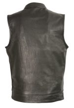 Club Vest CVM3510 Men’s Black Zipper Leather Vest with Seamless Back Design - Image 2