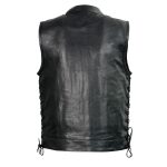 Club Vest CVM3712 Men’s Black Side Lace Leather Vest with Seamless Back Design - Image 2