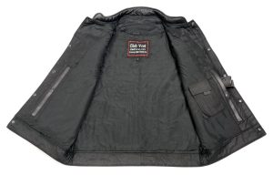 Club Vest CVM3712 Men’s Black Side Lace Leather Vest with Seamless Back Design - Image 4