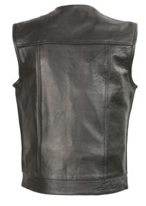 Club Vest CVM3721 Men’s Black Collarless Leather Motorcycle Vest - Image 2