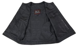 Club Vest CVM3721 Men’s Black Collarless Leather Motorcycle Vest - Image 3