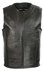 Club Vest CVM3740 Men’s Black Seamless Front and Back Design Leather Vest - Image 7